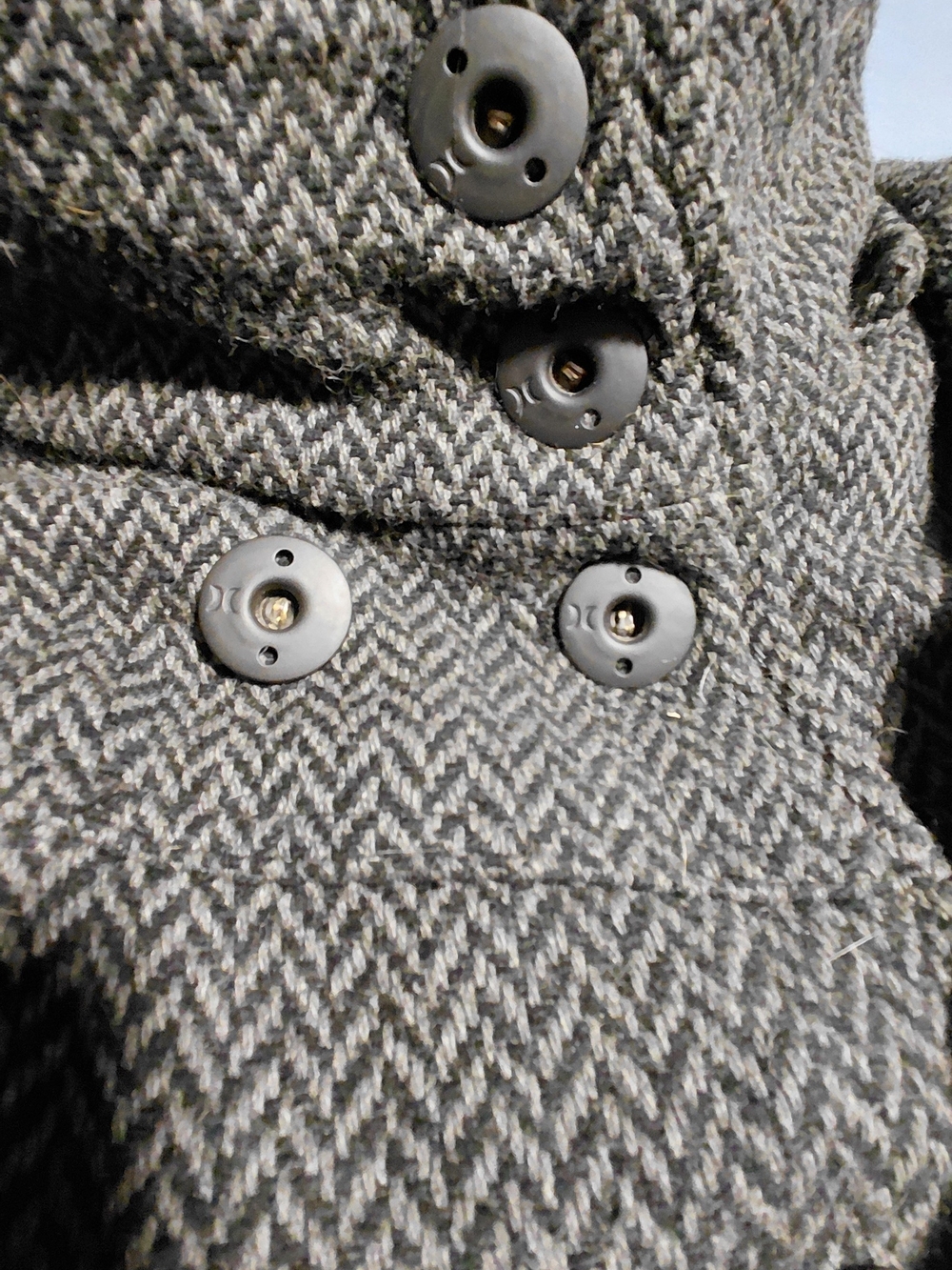 Hurley Gray Herringbone Pea Coat with Double-Breasted Buttons